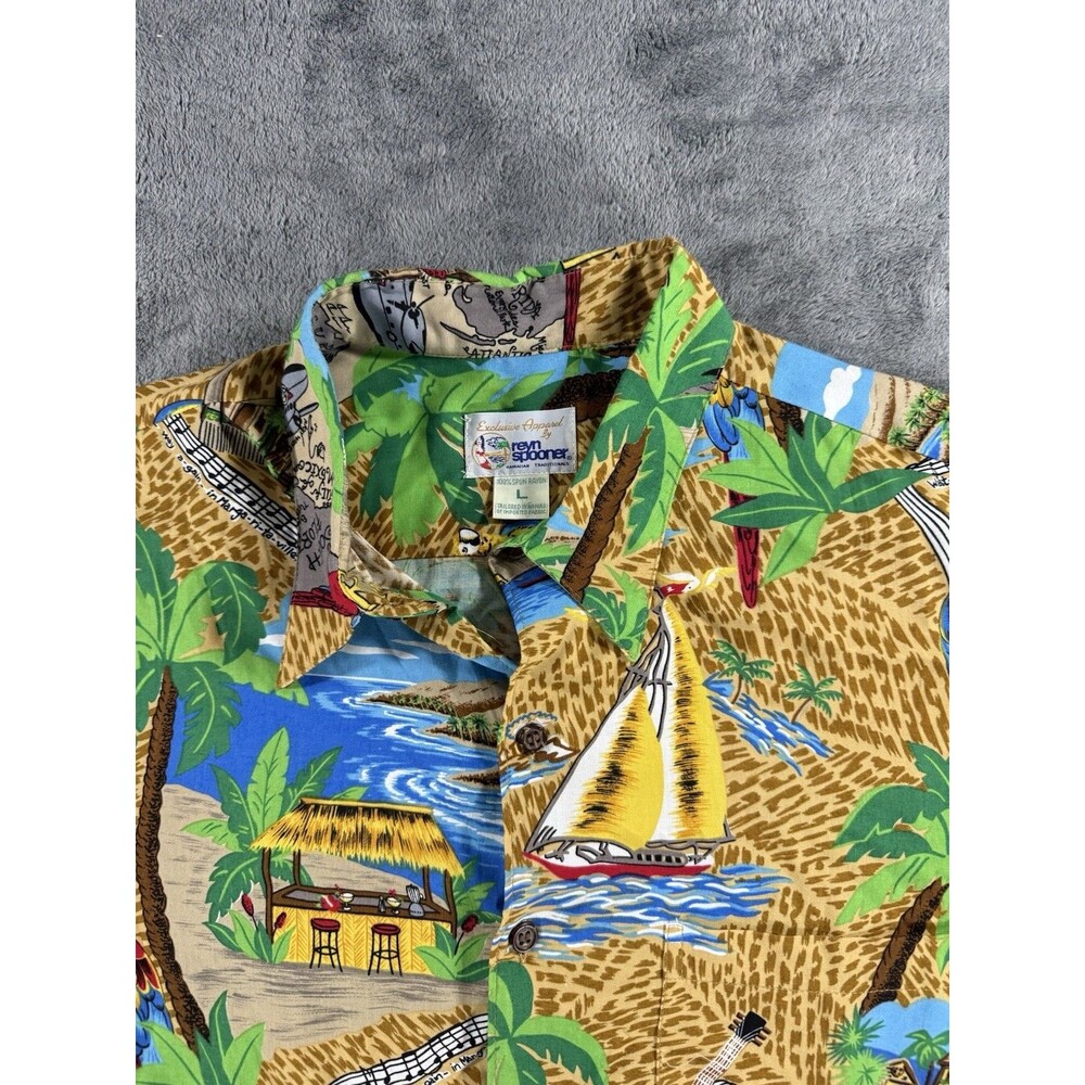 Reyn Spooner Jimmy Buffett Margaritaville Key West Hawaiian Shirt Mens L‎ Rayon